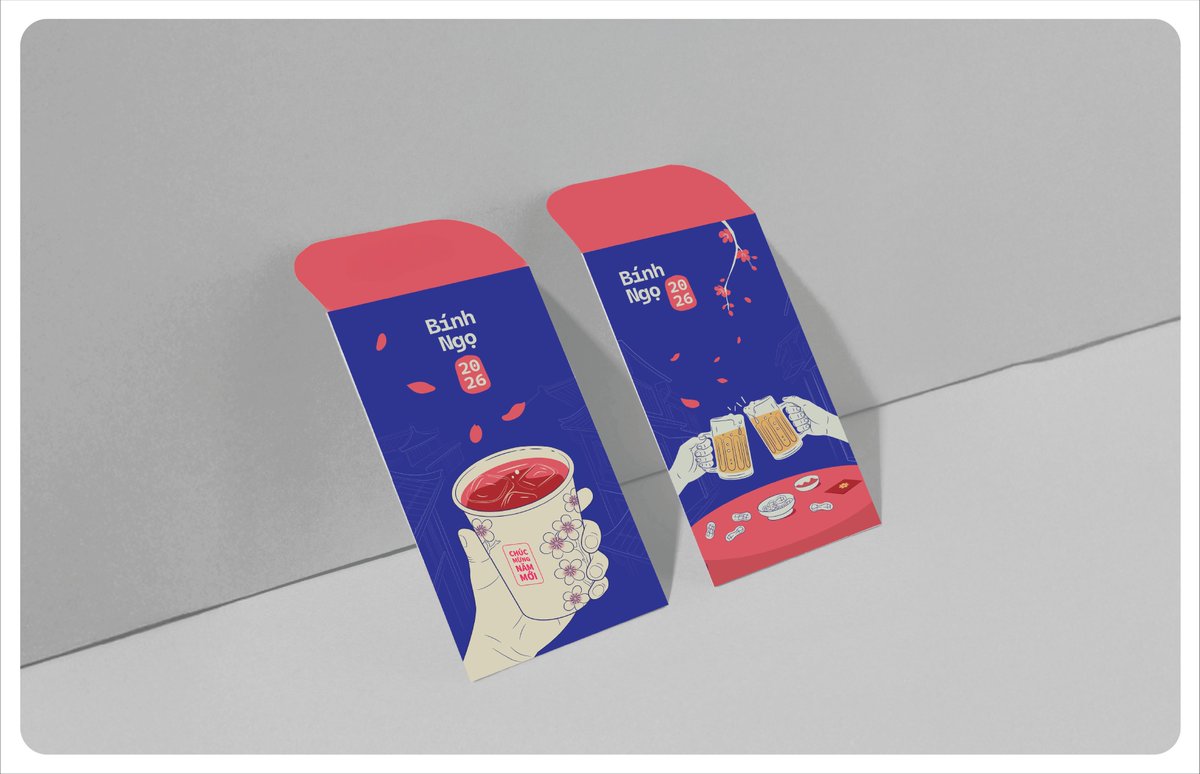 linhdesignerr's tweet image. 🎋✨ New Tết drop!
A modern red envelope design inspired by Hanoi’s festive streets—iced tea, bia hơi cheers, peach blossoms &amp;amp; lantern vibes 🇻🇳

See it on Dribbble 👇
dribbble.com/shots/26819571…

#Tet2026 #LunarNewYear #VectorArt #RedEnvelope #HanoiVibes