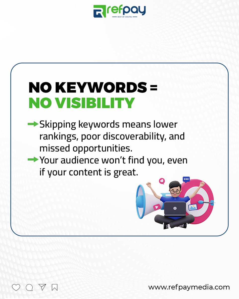 Refpaymedia's tweet image. Keywords are more than SEO terms, they’re the roadmap that guides your audience straight to your content. In today’s digital world, ignoring them means losing visibility, traffic and relevance. Choose smart keywords and you choose success.

#Keywords #DigitalMarketing #SEO