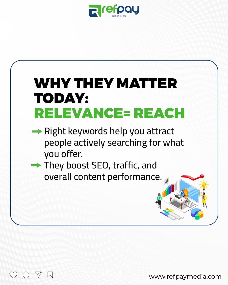 Refpaymedia's tweet image. Keywords are more than SEO terms, they’re the roadmap that guides your audience straight to your content. In today’s digital world, ignoring them means losing visibility, traffic and relevance. Choose smart keywords and you choose success.

#Keywords #DigitalMarketing #SEO