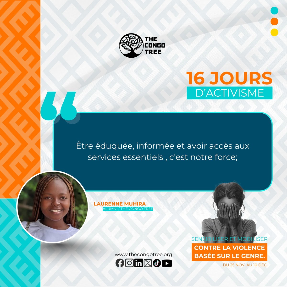 thecongotree1's tweet photo. 𝟏𝟔 𝐉𝐎𝐔𝐑𝐒 𝐃’𝐀𝐂𝐓𝐈𝐕𝐈𝐒𝐌𝐄 — Les jeunes en parlent (5)…

#bepartofthestory #YouthImpact #youth #16joursdactivisme #ContrelesVBG

@UNFPA @ONUFemmes @ONUFemmesRDC https://t.co/jeFWtdVfGm
