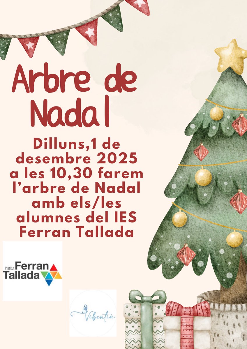 vibentia's tweet photo. Dilluns fem l’arbre de Nadal amb alumnes de @Ferrantallada https://t.co/vsuZFsuzzr