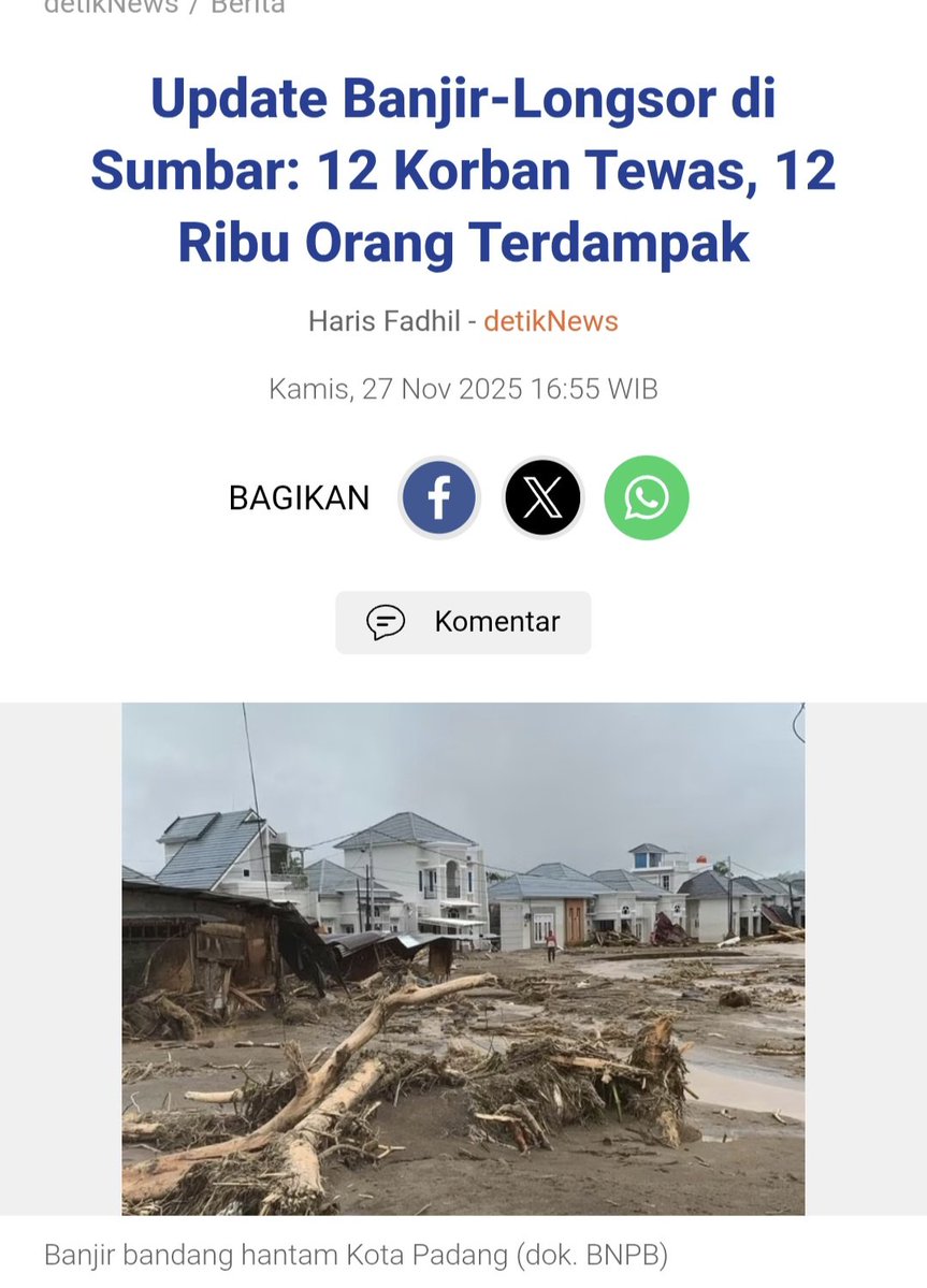 Mdy_Asmara1701's tweet image. Innalilahi wa inna ilaihi rojiun 😭
#prayforsumbar

&quot;Data terakhir di Sumatera Barat, korban meninggal dunia sebanyak 12 orang dan warga terdampak sekitar 12.000 jiwa,&quot; ujar Wakil Gubernur (Wagub) Sumbar Vasko Ruseimy