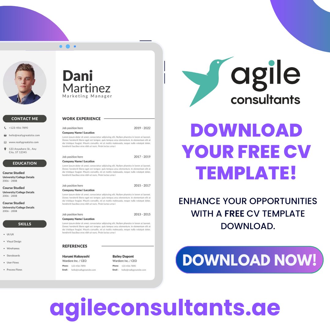 AgileUAE's tweet image. Download our free CV template and create a professional, polished profile today: agileconsultants.ae/download-our-f…

#CVTemplate #JobSearch #CVWriting #ResumeTips #CareerAdvice #AgileConsultants
