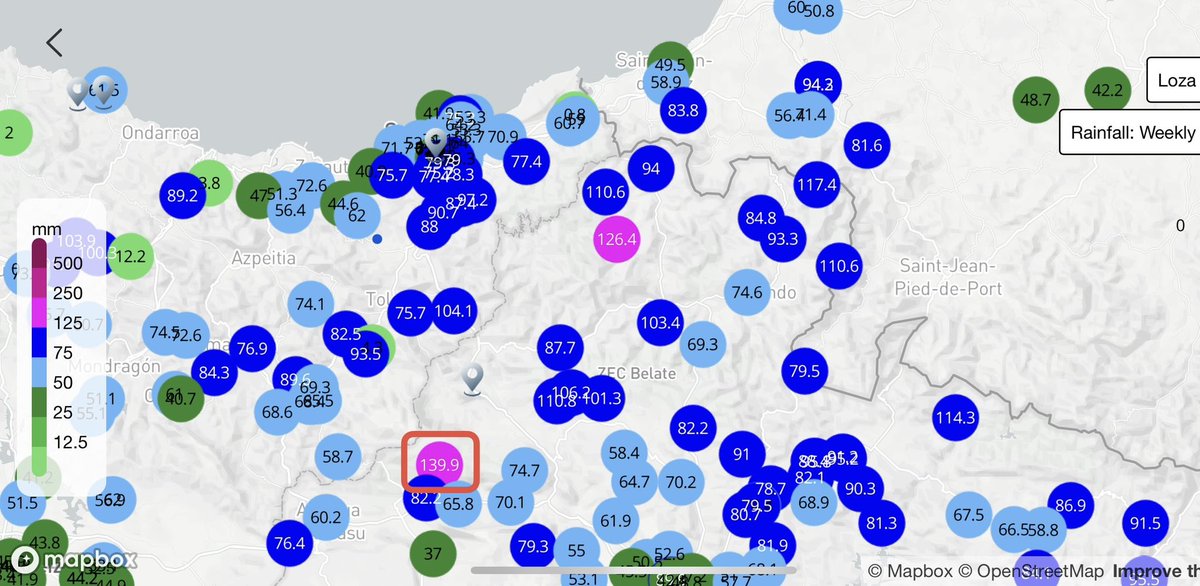 Desde el lunes se acumulan 140L/m2 en nuestra estación en la sierra de #Aralar #Guardetxe . Es el mayor acumulado en todo #Navarra esta semana.

Imágenes actuales de la zona, que permanece nevada ❄️ con unos 10-15cm y mapa de 💧lluvia acumulada esta semana (<a href="/ecowittweather/">ecowitt</a> ):