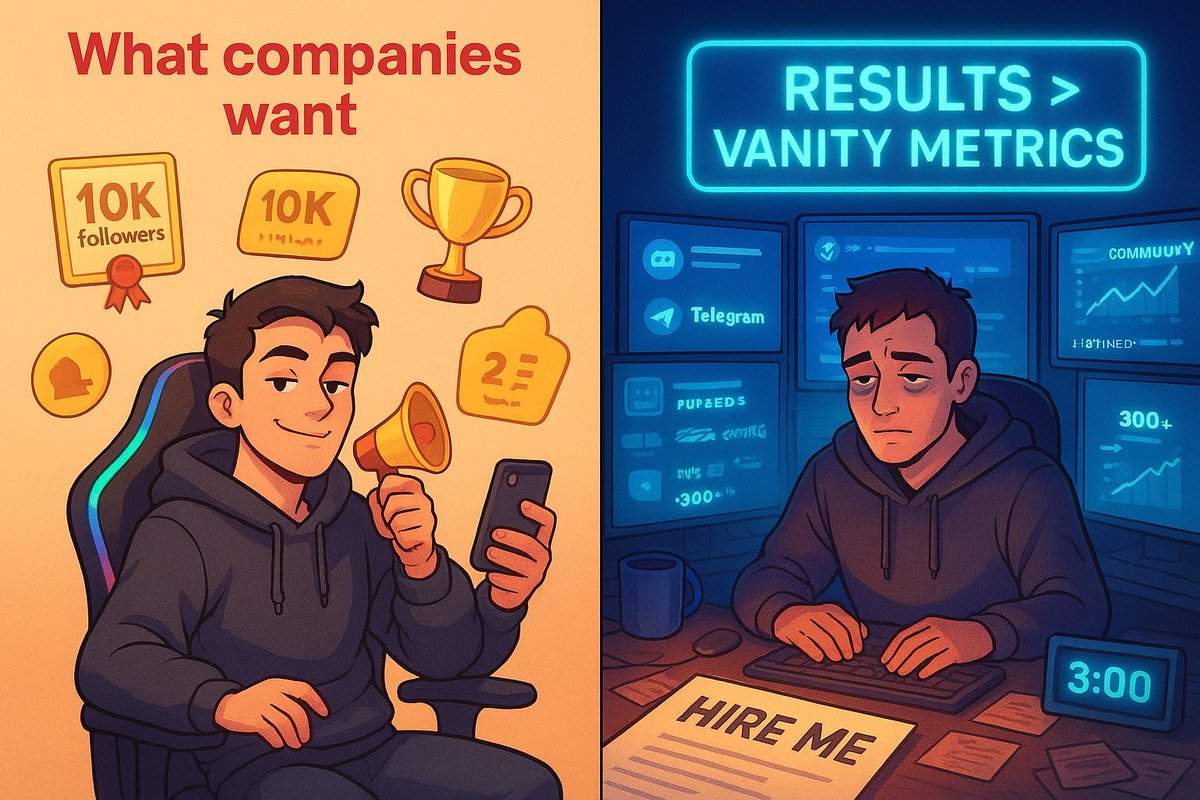 saalihumuhammad's tweet image. Moderator applications be like:
“2 years experience, 10k followers”

Meanwhile I’m here moderating 5+ active communities, replying to 300+ messages daily, hosting Spaces weekly, with 160 followers.

Results &amp;gt; vanity metrics.

Hire me.
#Web3Jobs