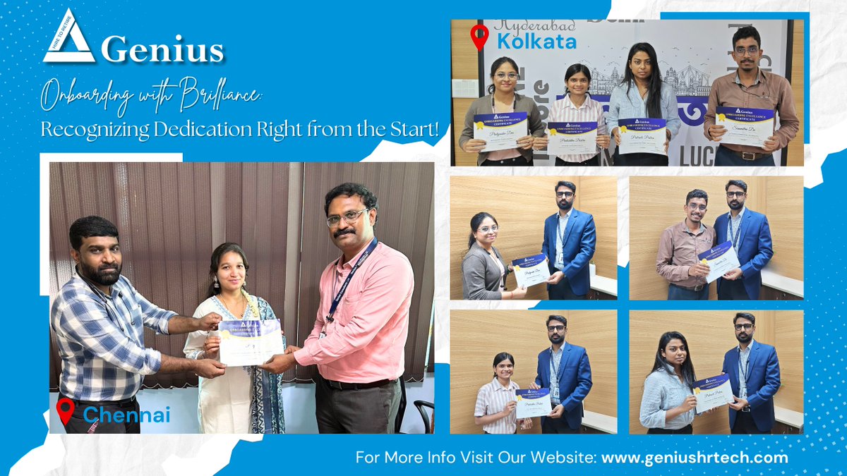 GeniusHRTechLtd's tweet image. Our newest Geniuses have made an outstanding start—scoring 95%+ in the Genius Induction Program! 
Our newest Geniuses scored 95%+ in the Induction Program—showing incredible focus, energy, and potential. 

A strong start to a promising journey. Welcome aboard! 

#WelcomeAboard