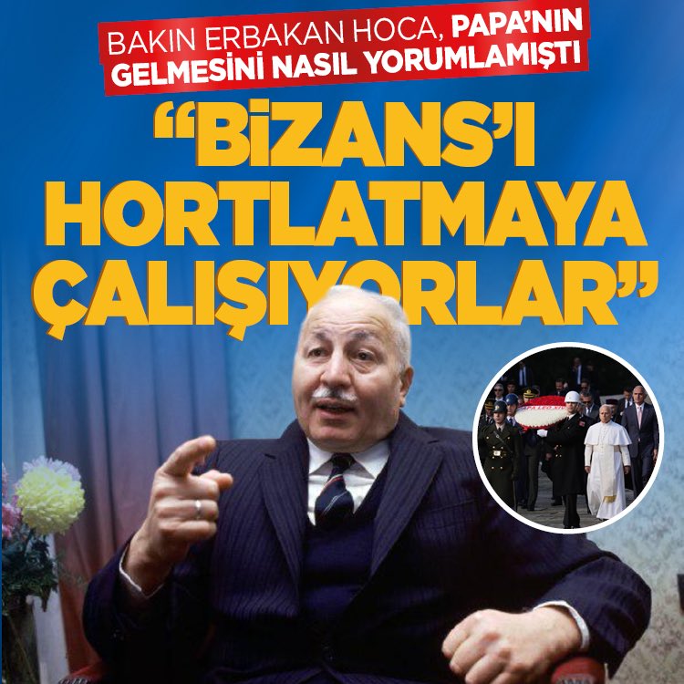 milligazetecom's tweet image. 💢 Erbakan’ın yıllar önceki sözleri yeniden gündemde: “Papa, Bizans&apos;ı hortlatmak için gelmektedir!”

🔔Haberin detayları için tıklayın ⤵️

milligazete.com.tr/erbakanin-yill…