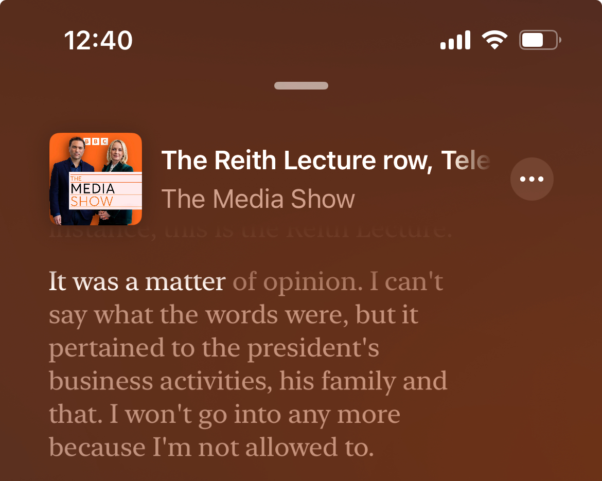 Wow. BBC journalists are now not even allowed to report the censored line from my Reith Lecture, that Trump is “the most openly corrupt president in American history.”

You can hear how carefully they’re forced to tiptoe around it. So, so chilling.