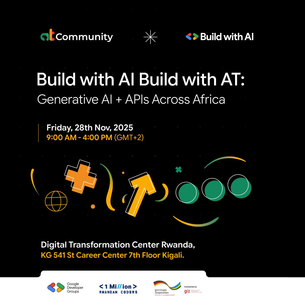 Africastalking's tweet image. Tomorrow we’re live at the @DigiCenterRW for a hands-on #BuildWithAI workshop.

Learn how to combine Google’s @GeminiApp with @Africastalking APIs to build smarter, automated customer engagement tools.

Sign up here: community.africastalking.com/e/m6vf87/

 #BuildWithAT #BuildWithAI…