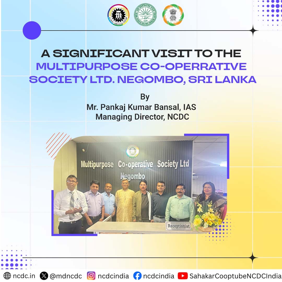 mdncdc's tweet image. Strengthening cooperation across borders🇮🇳🤝🇱🇰
On the last day of the Sri Lanka visit, Sh. Pankaj Bansal, Addnl. Secretary, Ministry of Cooperation, and MD, NCDC, along with the NEDAC delegation, visited the Negombo Multipurpose Cooperative Society Ltd., Sri Lanka.
He held a…
