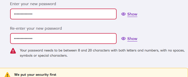 bigbluesquid's tweet image. @NatWestGroup online banking: &quot;We put your security first.&quot; Also: &quot;no spaces, symbols or special characters [in your password].&quot; Think I&apos;ll move on to a modern bank. #SecurityFailure @mikko @schneierblog