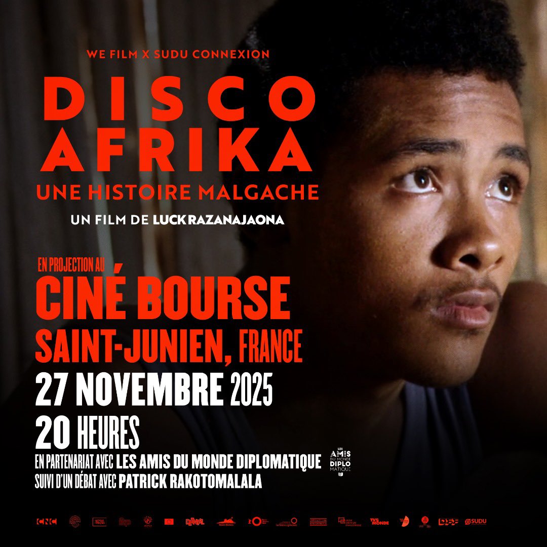 SuduConnexion's tweet photo. Projection spéciale du film #DiscoAfrika réalisé par Luck Razanajaona en partenariat avec Les Amis du Monde diplomatique suivie d’un débat avec Patrick Rakotomalala sur la situation actuelle à Madagascar ce jeudi 27 novembre à 20 heures, au Ciné-Bourse à Saint-Junien. https://t.co/fTf67yR4JZ