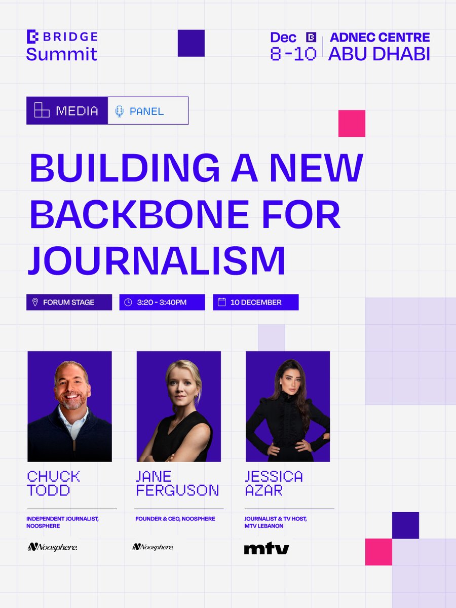 WMediaBridge's tweet image. Bridging political noise with journalistic clarity.

As algorithms amplify division and politics becomes a content business, the craft of reporting is being reshaped in real time. In this session, Chuck Todd and Jane Ferguson explore how journalists can stay credible amid speed,…
