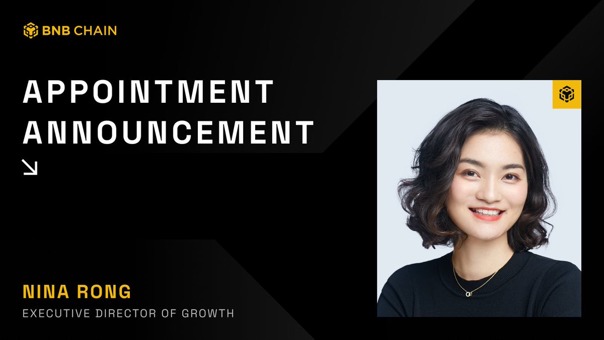 BNB Chain is growing fast and today we welcome <a href="/nina_rong/">Nina Rong</a> as our new Executive Director of Growth.

Nina has spent years scaling global Web3 ecosystems and building partnerships that move industries forward. At BNB Chain she will lead ecosystem growth, deepen developer support,