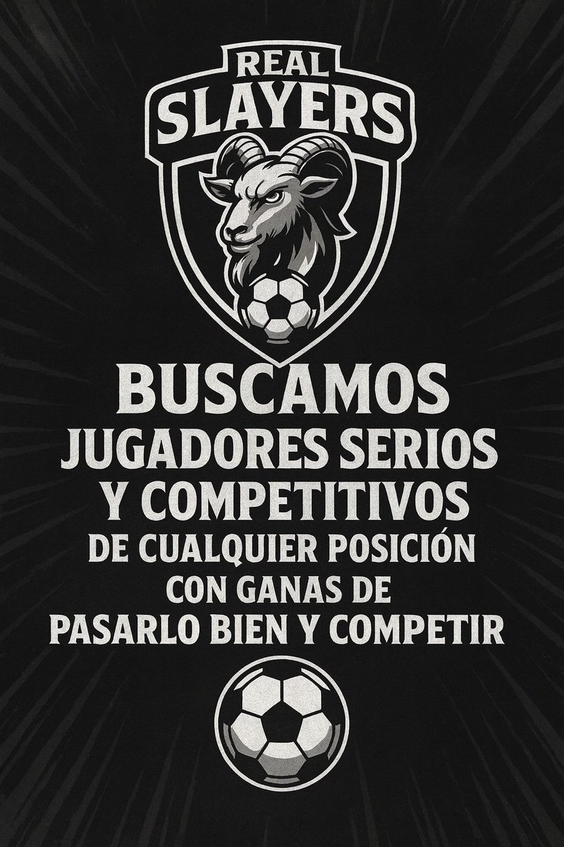 RealSlayersFC's tweet image. 🚨🚨BUSCAMOS JUGADORES CUALQUIER POSICIÓN🚨🚨

Interesados podéis contactar tambien en Instagram @fc.realslayers