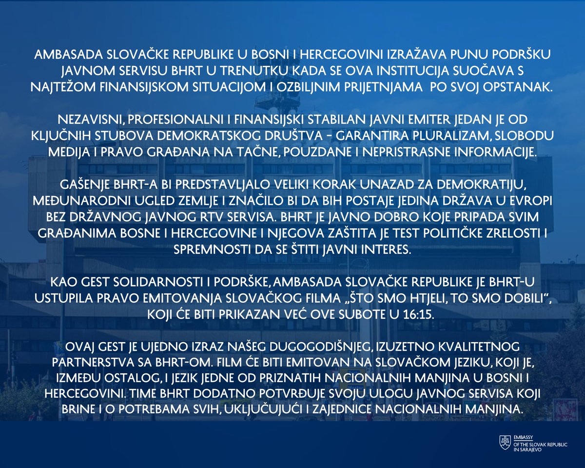 Slovak Embassy in 🇧🇦 / Ambasada Slovačke u 🇧🇦 tweet media