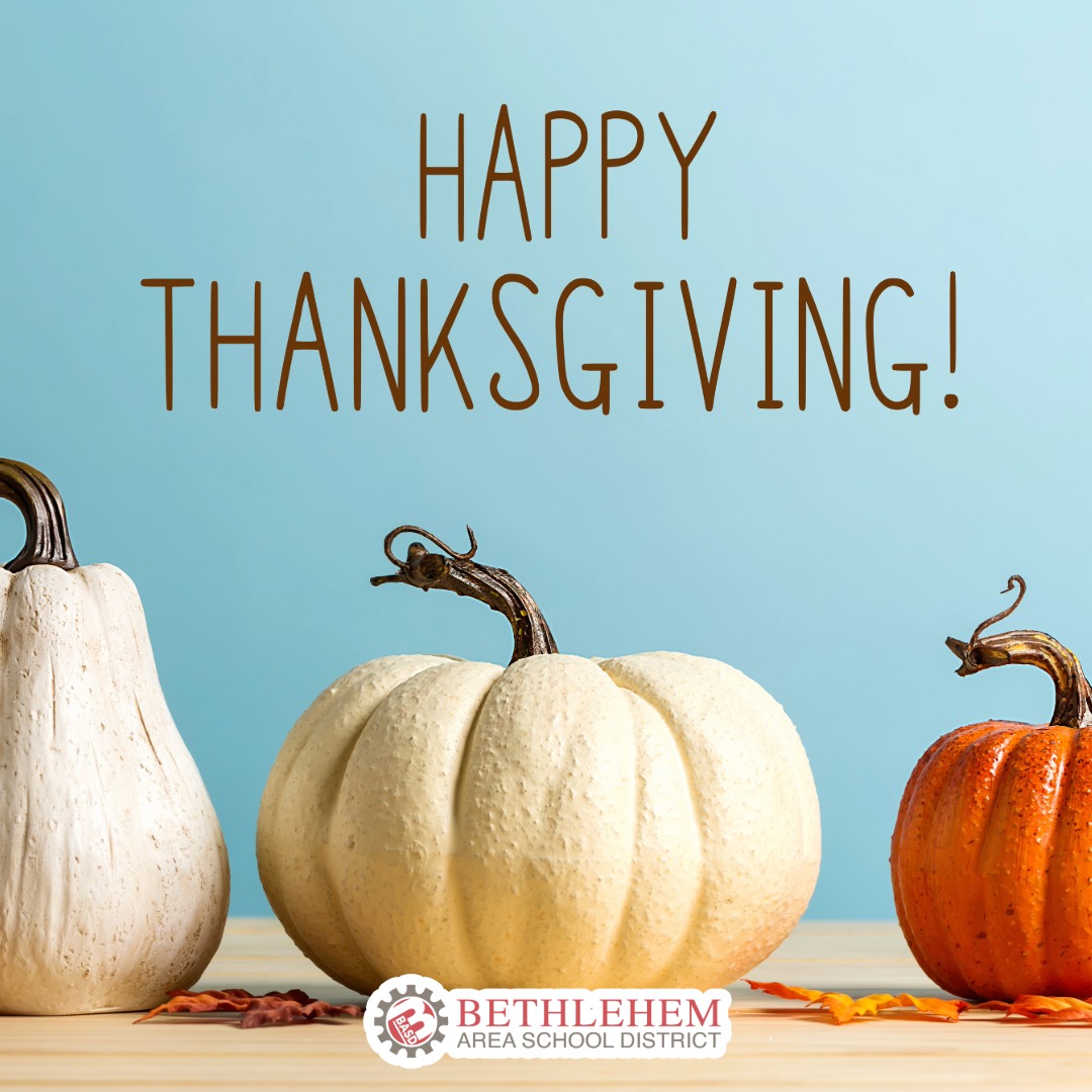 BethlehemAreaSD's tweet image. BASD wishes everyone a joyful and peaceful Thanksgiving!

This is a time to reflect with gratitude, celebrate with loved ones, and appreciate the strength of our community.

#Thanksgiving #BASDproud #BASDcommunity