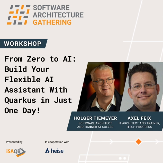 ITechProgress's tweet image. 🤖 What happens when you put two architects and a room full of curious people together to build an AI assistant in one day – no code? Axel Feix &amp;amp; Holger Tiemeyer explore this today at SAG Berlin. #SAGBerlin #AIassistant #Quarkus #RAG #SWARC4AI #ITechProgress