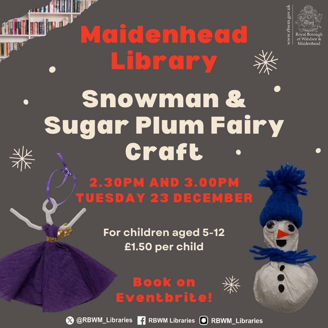 What's a Christmas tree without a fairy decoration?

Come along and make a Snowman or Sugar Plum Fairy decoration at our festive craft activity!

£1.50 per child. Book now on Eventbrite: eventbrite.co.uk/e/snowman-and-…

For children aged 5-12 years old.