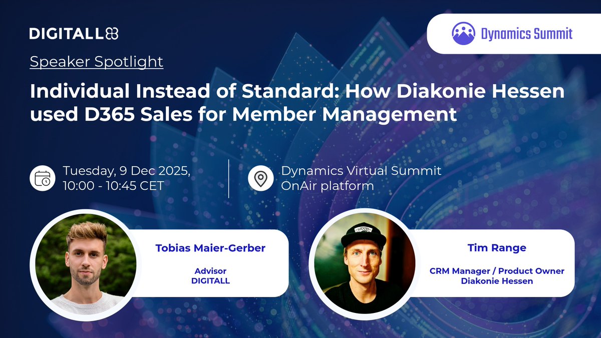 DIGITALLpeople's tweet image. #DIGITALL is taking the stage at #DynamicsSummit 2025.
Don&apos;t miss our session: It&apos;s about challenging conventional thinking and proving that #Dynamics 365 Sales can evolve beyond its traditional boundaries to become a powerful member management solution.

eu1.hubs.ly/H0q086Y0