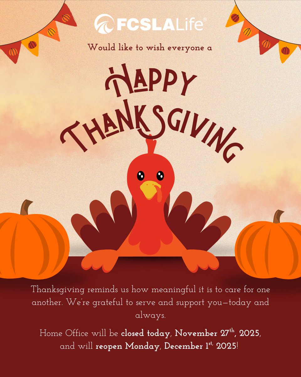 This Thanksgiving, we’re grateful for you. Happy Thanksgiving from our fraternal family to yours!
#fcslalife #lifeinsurance #fraternal