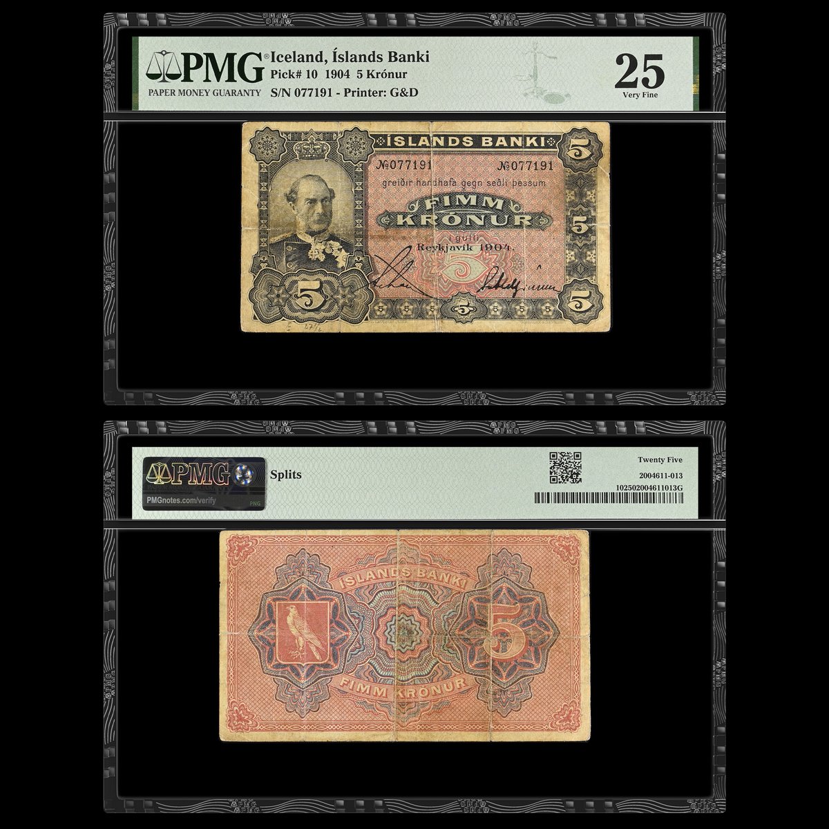 PMGnotes's tweet image. Note of the Day: For #ThrowbackThursday (when we feature notes at least a century old), here’s an Iceland 1904 5 Kronur. This note is part of a @HeritageAuction sale in December: tinyurl.com/4esz592z #numismatics #papermoney #iceland #kronur #scandinavia #vintagenotes