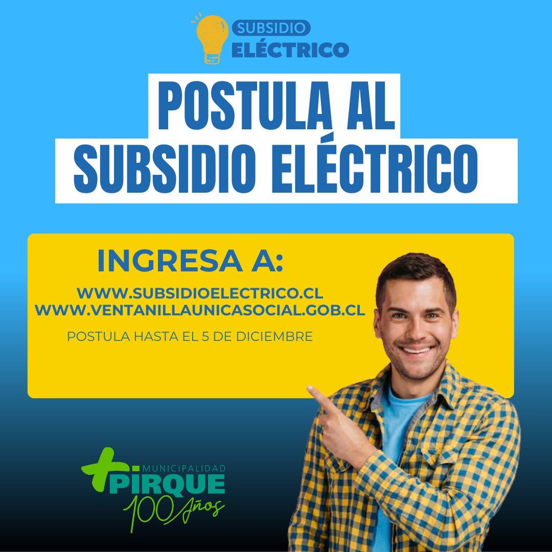Para solicitar este beneficio debes pertenecer al 40% más vulnerable del Registro Social de Hogares.

Quienes ya fueron beneficiados en el tercer proceso tendrán postulación automática.

Si aún no eres beneficiario, realiza tu solicitud en: subsidioelectrico.cl