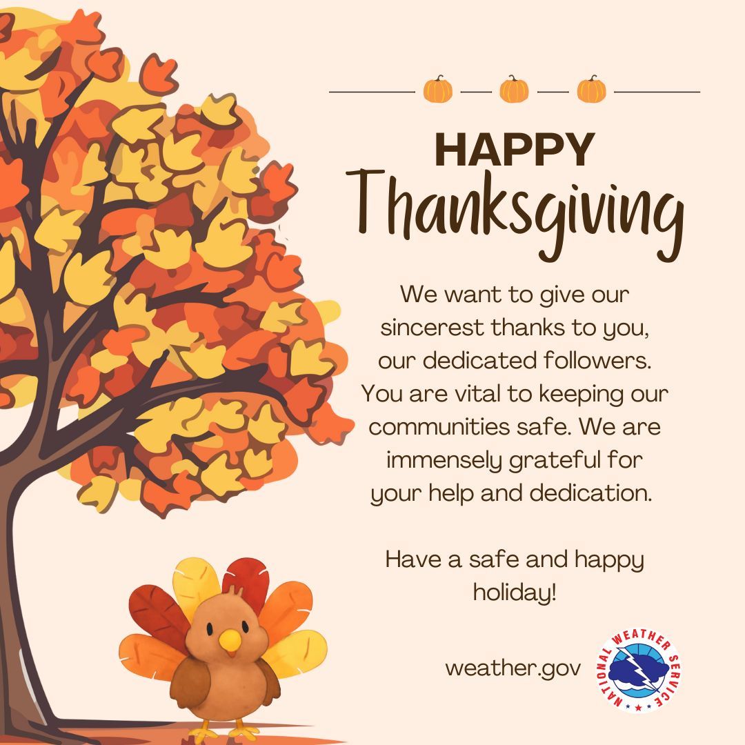 This Thanksgiving, we want to give our sincerest thanks to you, our dedicated followers who act as local weather heroes every day. You are the critical link between our forecasts/warnings and your family, friends, and co-workers. We know many of you are weather enthusiasts and