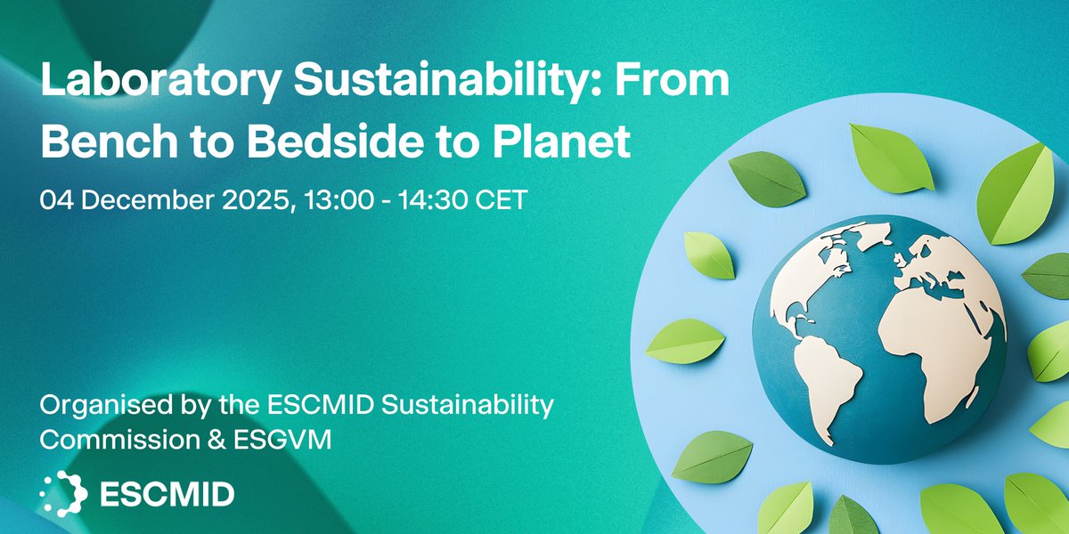 ESCMID's tweet image. 🌱 Next Thursday, the ESCMID Sustainability Commission &amp;amp; ESGVM have organised &apos;Lab Sustainability: From Bench to Bedside to Planet&apos; where you can learn more about &apos;going green&apos; in your research environment 🌍

🗓️ Thurs, 04 Dec @ 13:00 CET
🚀 Register here: ow.ly/HYAo50XvLio