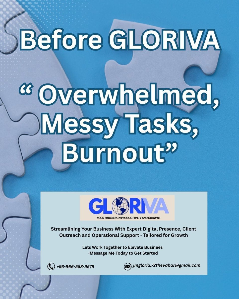 josephglor57168's tweet image. From Overwhelmed to Organized — that’s what GLORIVA is here for.

When you delegate, you don’t lose control — you gain freedom.

Let’s make your business run smoother, together.

#VirtualAssistantPH #WorkSmart #DelegateToElevate