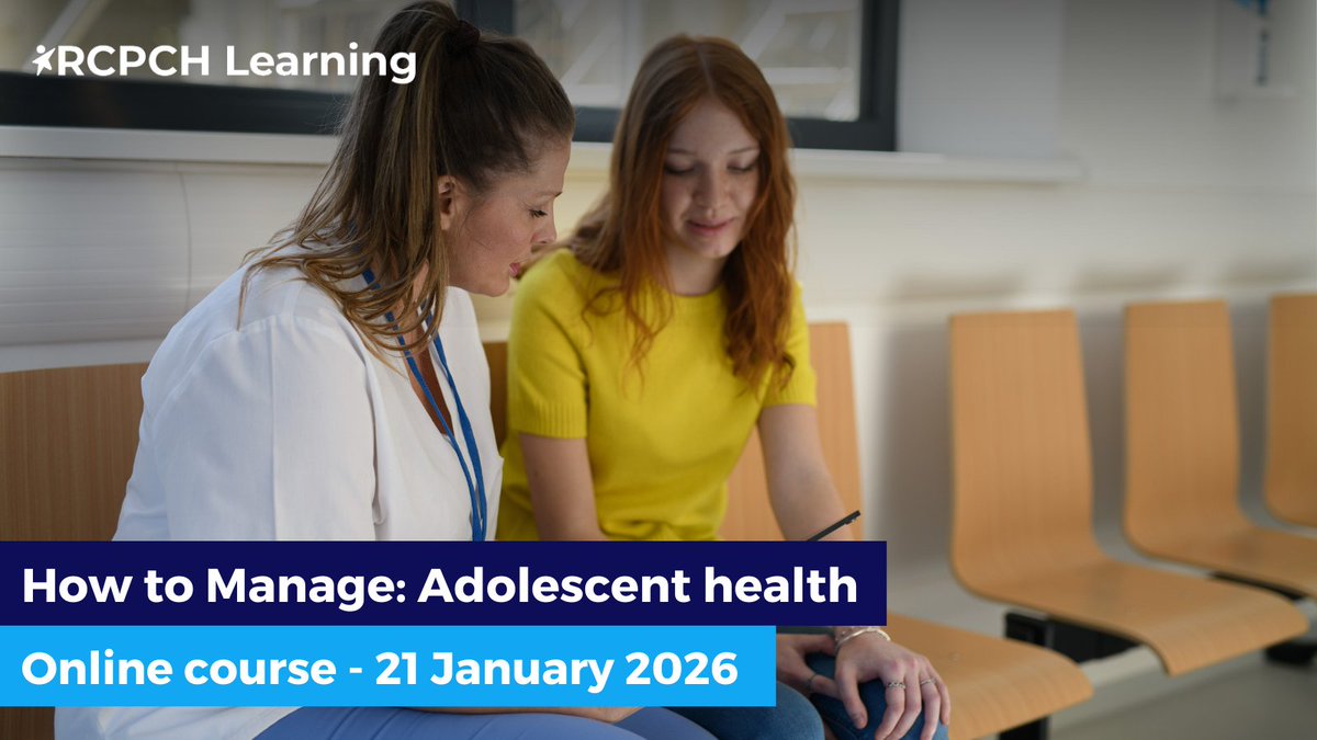 RCPCHtweets's tweet image. Adolescent health is changing fast. Build skills to support young people through these formative years.

Register: rcpch.ac.uk/education-care…