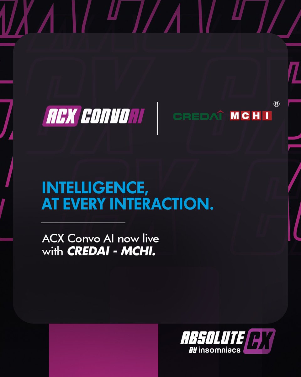 When the industry’s voice chooses AI, everyone listens.

CREDAI MCHI is now powered by ACX Convo AI, bringing industry-wide transformation to how conversations are captured, qualified, and converted.
From real-time responses to intelligent analytics, India’s biggest real estate