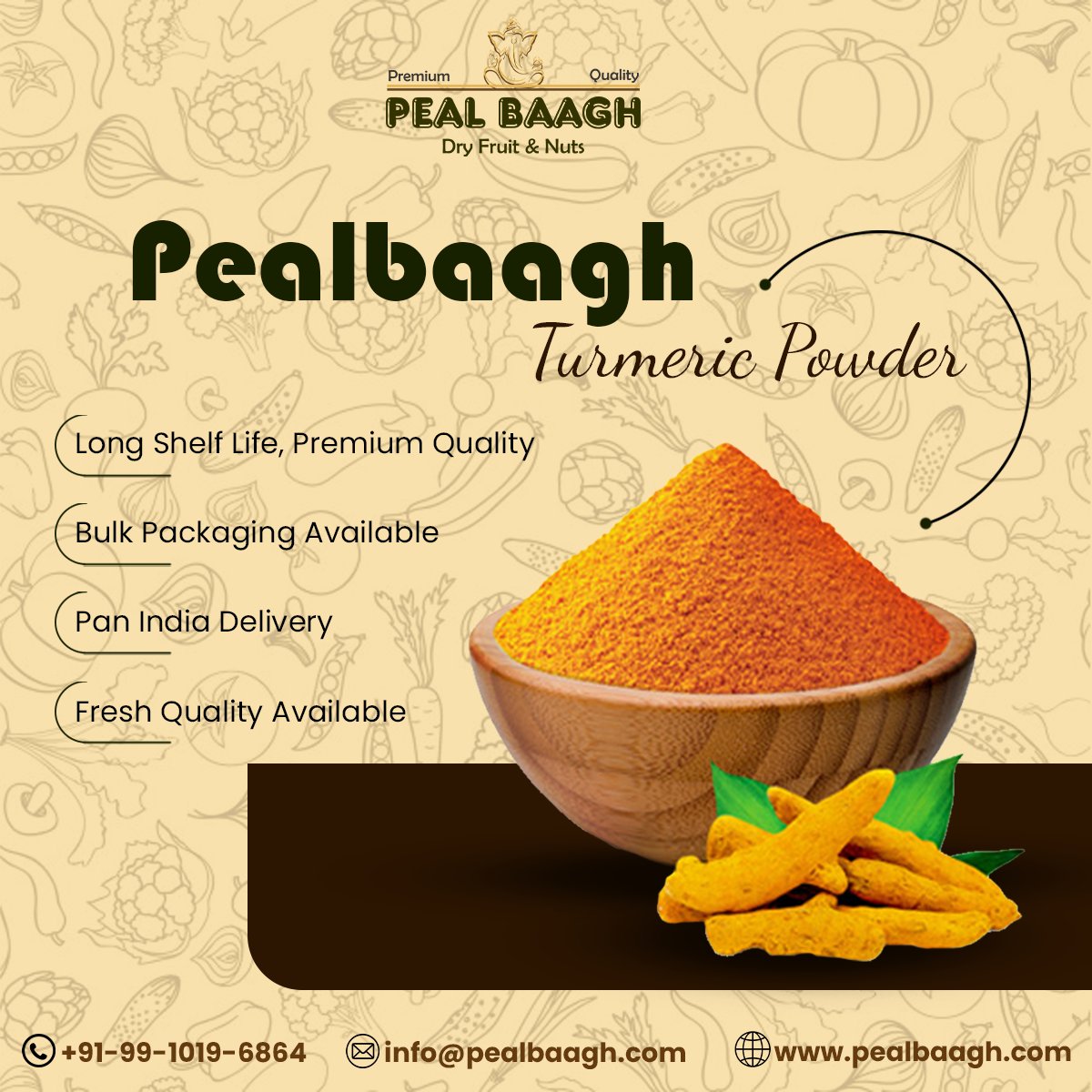 pealbaagh's tweet photo. Experience the golden purity of Pealbaagh Turmeric Powder—fresh, premium, and perfect for bulk buyers. ✨
#Pealbaagh #TurmericPowder #PureTurmeric #OrganicSpices #PremiumSpices #SpicesWholesale #BulkSupplier #IndianSpices #PanIndiaDelivery #AuthenticSpices #NaturalIngredients https://t.co/QYZa2aJM0c
