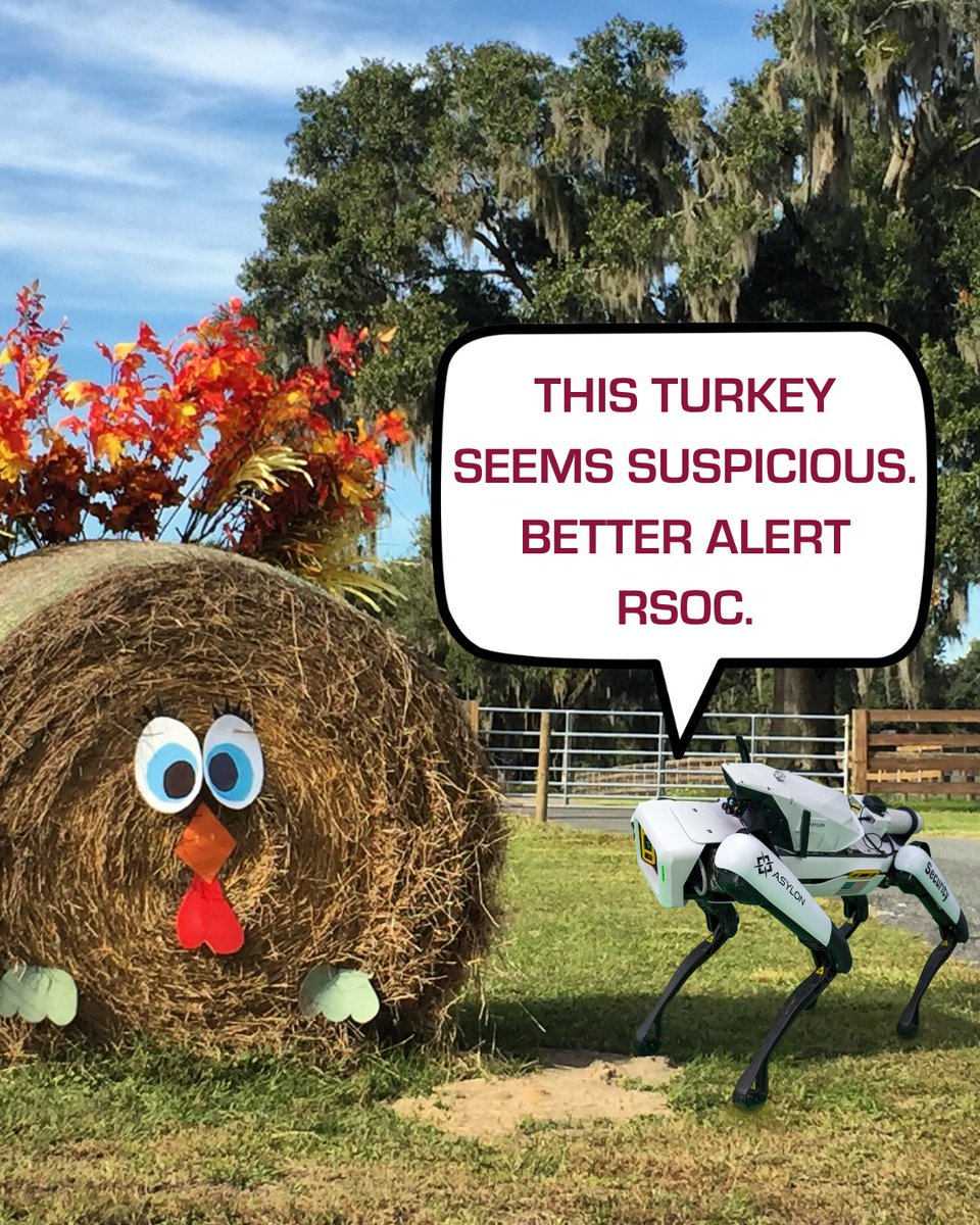 asylonrobotics's tweet image. 🦃Turkey trots. 🏈Football games. 🍽️Families around the table.
You humans have got a lot going on today.
Enjoy it all, and rest easy—I’m patrolling your perimeter, keeping it secure as always.
No thanks required.

#DroneDog #HappyThanksgiving