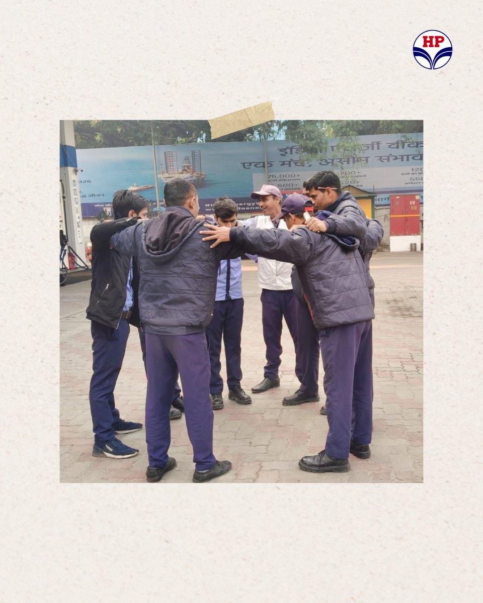 SSpanchshila's tweet image. Every day begins with a circle of unity and purpose. Before serving customers, we align our goals, lift each other up, and remember why teamwork matters.

#HPCL #Teamwork #CustomerFirst #ServiceExcellence #FuelingTrust 

@HPCL @hpcl_retail @hardik_HPCL @Rg03Goel