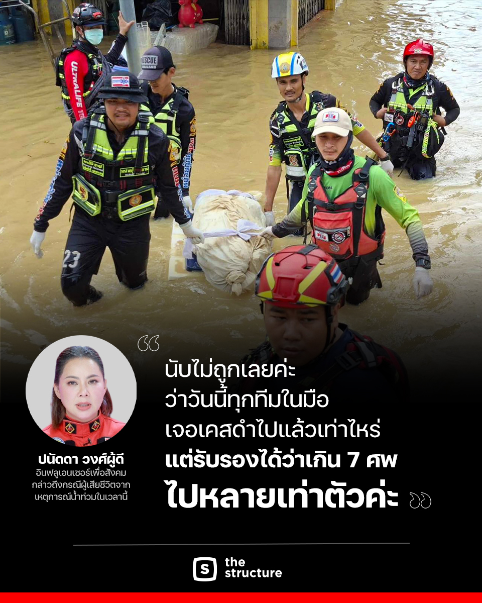 TheStructureTH's tweet image. วันที่ 27 พ.ย.2568 บุ๋ม-ปนัดดา วงศ์ผู้ดี พิธีกรดังและอินฟลูเอนเซอร์เพื่อสังคม ได้ออกมากล่าวถึงการนำผู้เสียชีวิต (เคสดำ) จากเหตุเหตุน้ำท่วมออกจากพื้นที่

&quot;นับไม่ถูกเลยค่ะ ว่าวันนี้ทุกทีมในมือ เจอเคสดำไปแล้วเท่าไหร่ แต่รับรองได้ว่าเกิน 7 ศพไปหลายเท่าตัวค่ะ&quot;

#TheStructure…