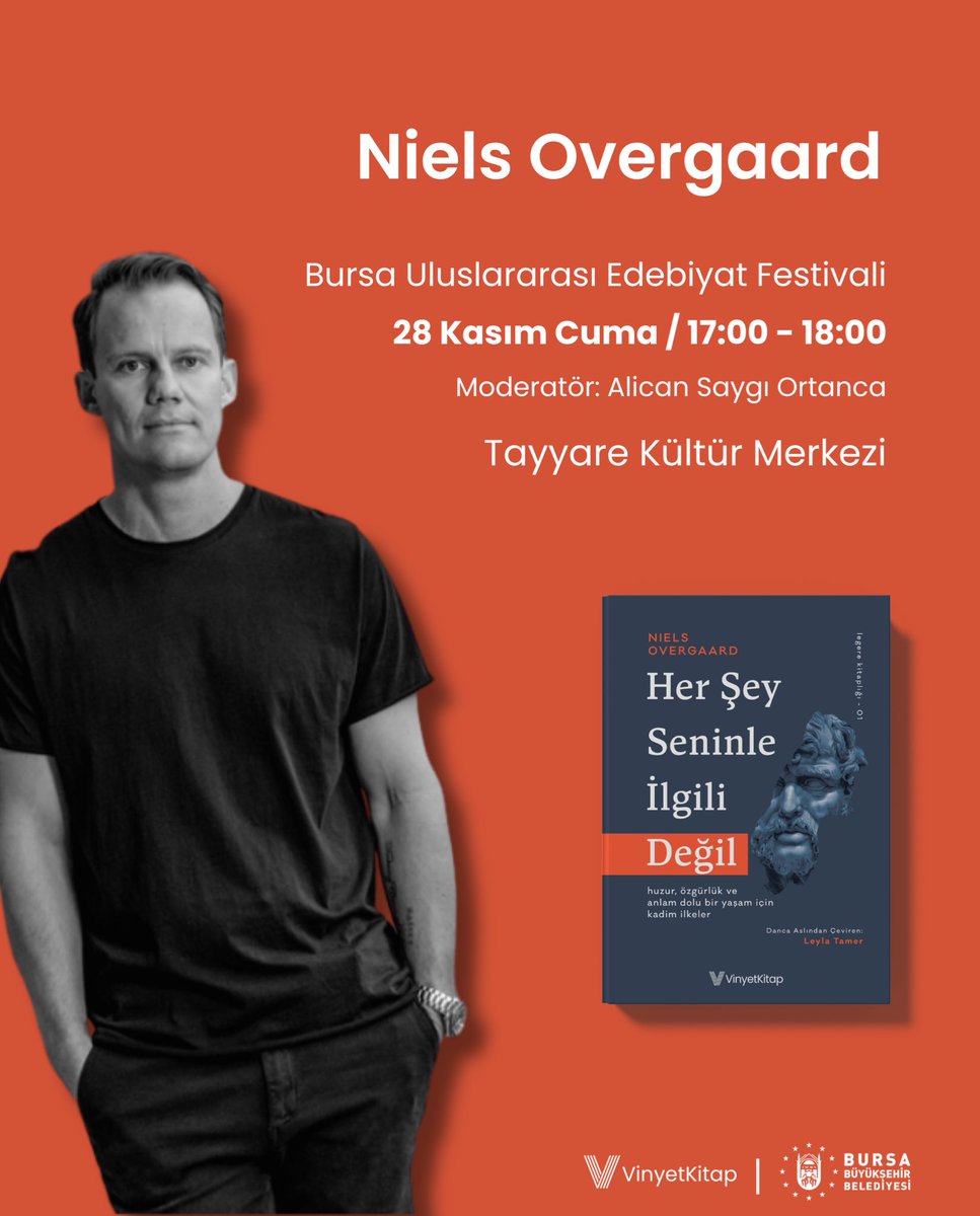 Niels Overgaard, Bursa Uluslararası Edebiyat Festivali kapsamında 28 Kasım Cuma günü okurlarıyla buluşuyor.