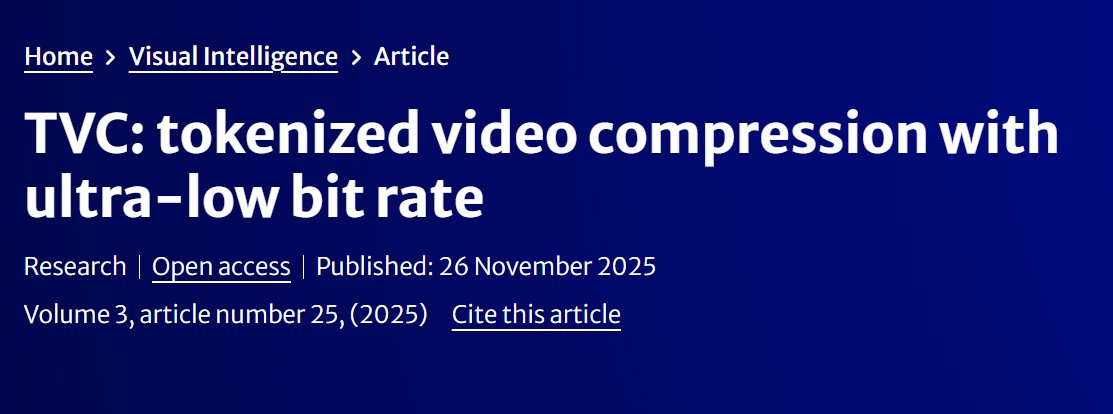 VI_Journal_CSIG's tweet image. Authors from Santa Clara University, University of Newcastle and Futurewei Technologies present tokenized video compression, a token-based dual-stream framework designed to operate effectively at ultra-low bit rates.  link.springer.com/article/10.100…
#Videocompression
@SpringerEng