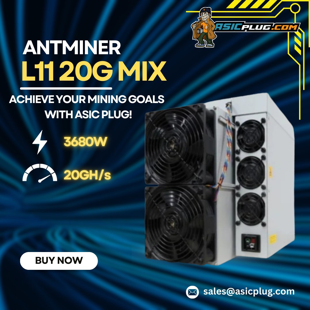 asicplug_'s tweet photo. The Antminer L11 delivers efficient Scrypt mining performance with strong power stability, making it a reliable choice for miners scaling their setup.
Explore the full specs here: https://t.co/qwFbd2pUc3
#ASICPlug #CryptoMining #MiningHardware #Antminer #ScryptMining https://t.co/sNQPJOY1Lf