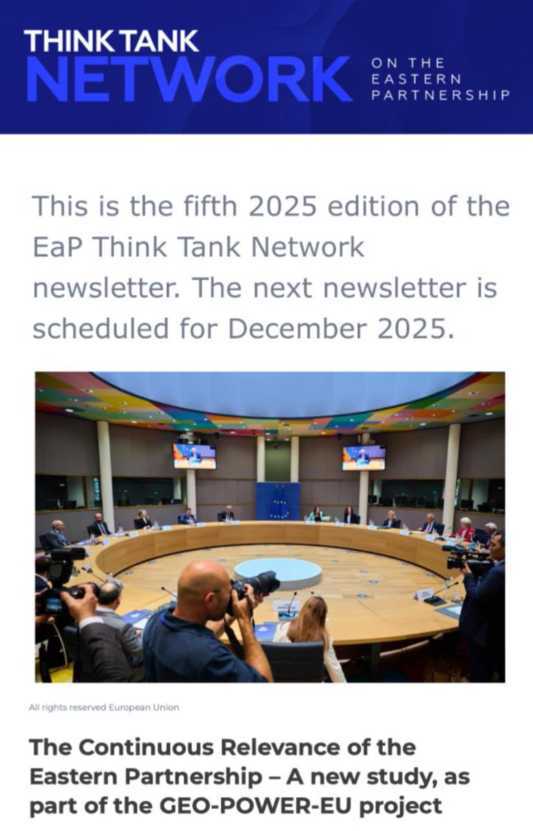 GEOPOWER_EU's tweet photo. 📢 #GEOPOWEREU is featured in the #EaP Think Tank Network newsletter!
Our report on the relevance of the #EasternPartnership examines whether the EaP still works in today’s shifting geopolitical landscape.
Read more here📰 https://t.co/oRLRTpqhaW https://t.co/Vx7vXCTs3s