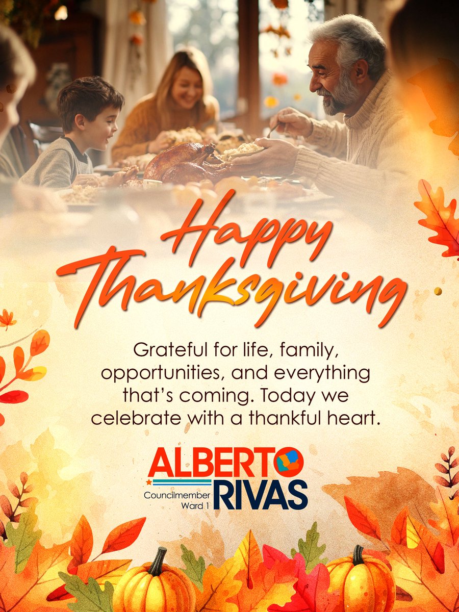 albertorivas's tweet photo. Happy Thanksgiving! 🦃🍁

¡Feliz Día de Acción de Gracias! 🦃🍁

¡Pa’ lante! 🧡 https://t.co/T9gSQzTpad