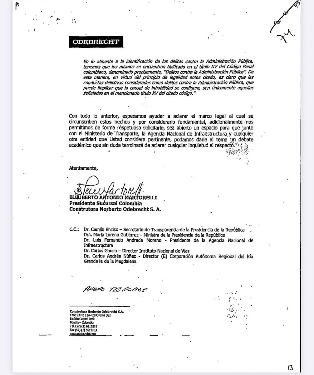 AABenedetti's tweet image. Después de haber sido arrestado Marcelo Odebrecht, Eleuberto Martorelli manda una carta avisándole a Camilo Enciso, secretario de Transparencia de Santos, sobre la corrupción que venía en Odebrecht y Enciso no hizo ni dijo nada porque Néstor Humberto Martínez era de Cambio…