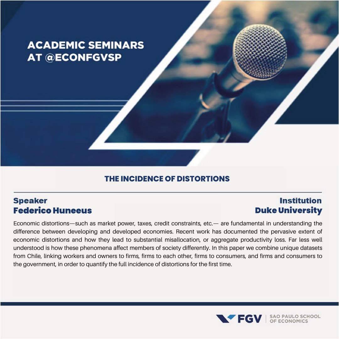 We thank Federico Huneeus for presenting a seminar at the Sao Paulo School of Economics (FGV).

#economicsfgvsp #econtwitter