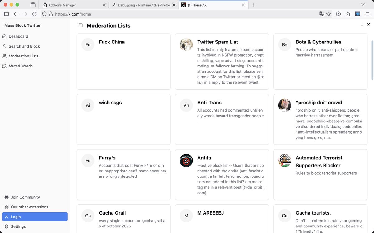 moeruri's tweet image. Mass Block Twitter v0.25.7 is now available!

We&apos;ve fixed Firefox compatibility issues, so you can now enjoy seamless blocking across all major browsers.

Get it here ⬇️

#TwitterTools #BrowserExtension