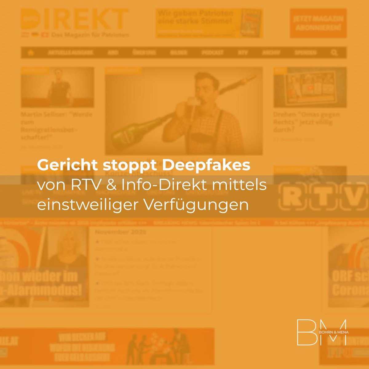 VBohrnMena's tweet image. Das ging schneller als gedacht &amp;amp; freut uns wahnsinnig! 
Das Gericht hat uns eine einstweilige Verfügung gegen die beiden #FPÖ nahen Medien RTV &amp;amp; infodirekt zugesprochen. Sie hatten während einer monatelangen Kampagne gegen uns herabwürdigende #Deepfakes von @bohrn-mena.at…
