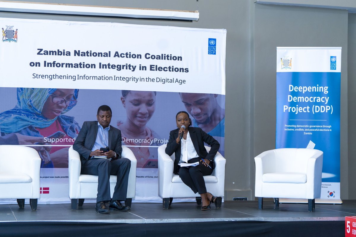 UNDPZambia's tweet image. Today’s discussions highlight the #HumanRights dimensions of information integrity.
 
By aligning efforts to promote safe digital participation for women, youth, + persons with disabilities, we can build national resilience against online harms.
 
#Roadto2026