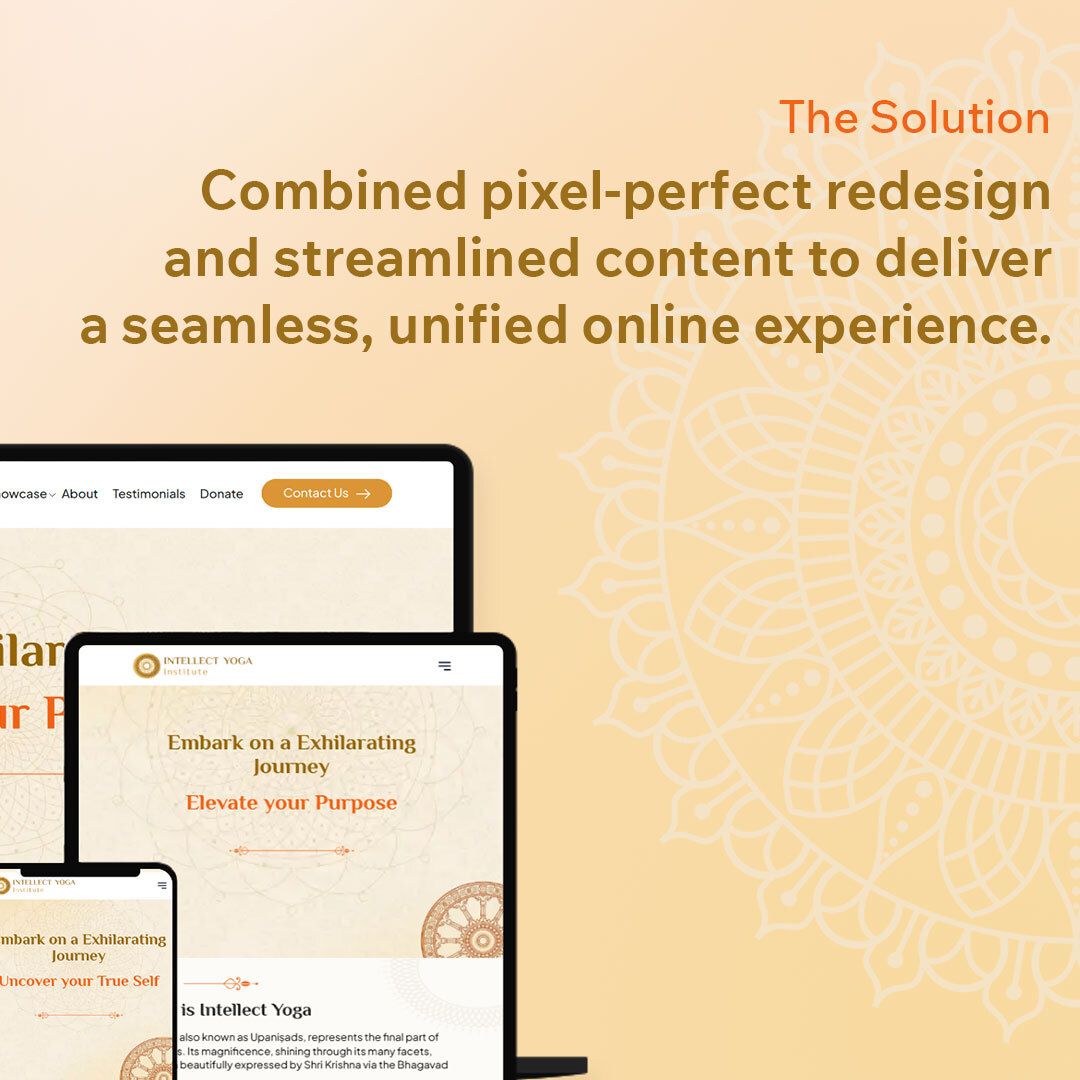 wpoets's tweet image. We crafted a modern, unified digital platform that combines redesign and content clarity for Intellect Yoga’s Vedanta-based learning experience.
Delivered: Design | Development | DevOps
Link to Website: intellectyoga.org 

#IntellectYoga #CaseStudy #WPoets #WordPress