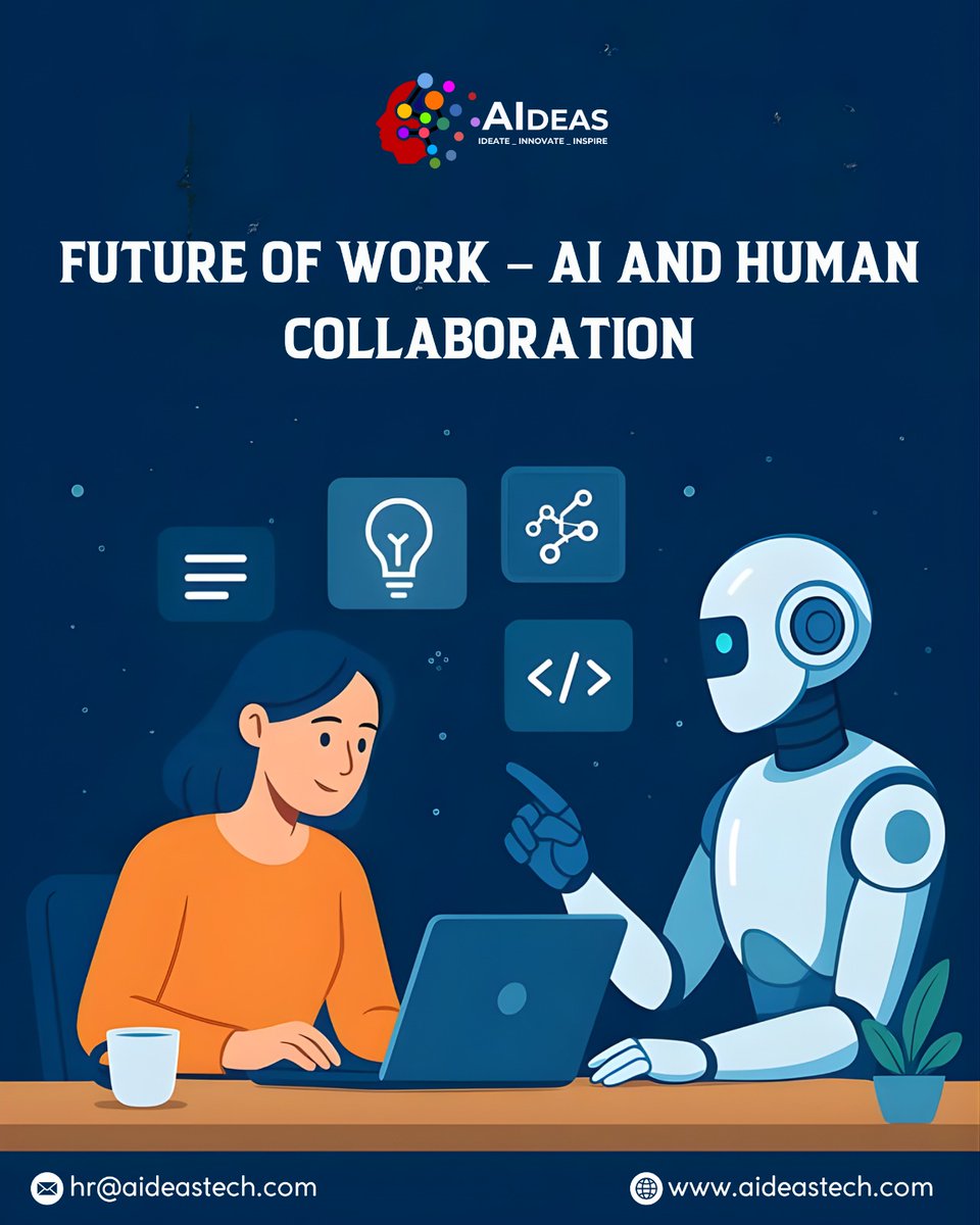 AIdeastech's tweet image. At AIdeas Tech, we believe the most powerful results come from combining human intelligence with AI-driven innovation. Together, this collaboration boosts productivity, improves accuracy, and accelerates business growth. 
#AIdeasTech #FutureOfWork #AIHumanCollaboration