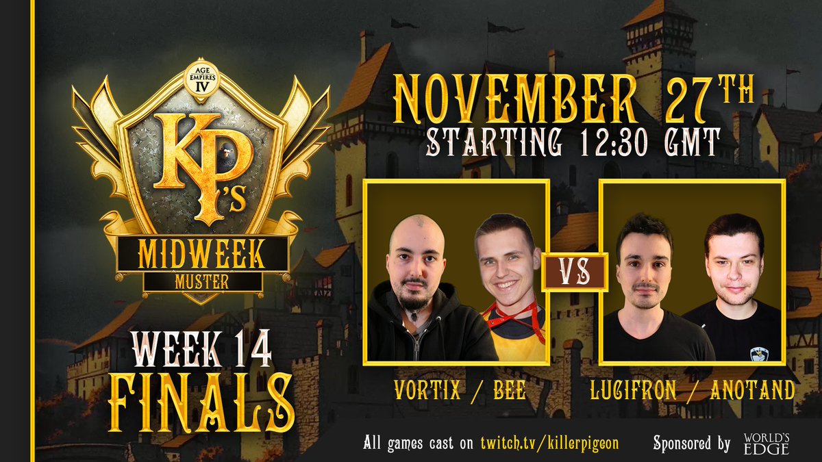 KillerPigeon's tweet image. I summon 4 of Age of Empires IV&apos;s best players to a LONG &amp;amp; INTENSE day of competitive action

twitch.tv/killerpigeon