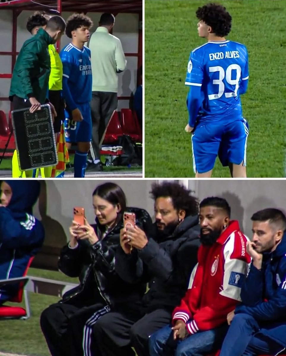 مارسيلو يلتقط صور لأبنه إنزو قائد فريق شباب 
#ريال_مدريد في  #دوري_أبطال_أوروبا